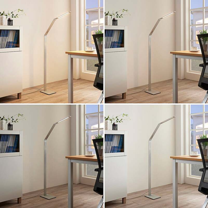 Lucande Stehleuchte Nicano LED dimmbar grau Aluminium 125cm CCT 3000K-6000K - 4251096541991
