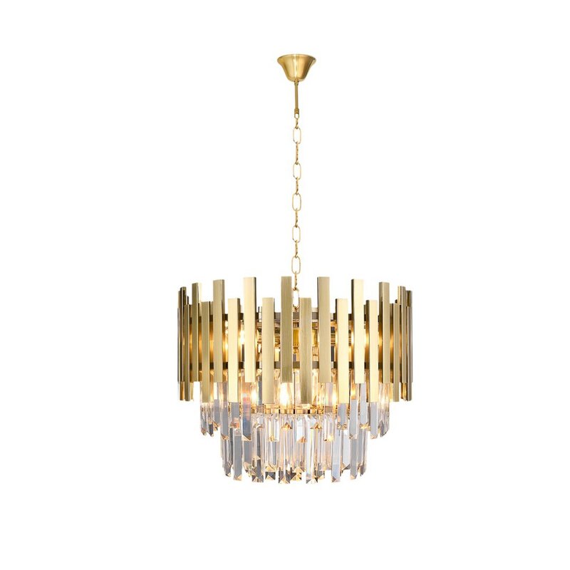 Aspen Hängelampe Pendelleuchte gold Metall Glas Glaskristalle transparent 30 cm - 5902693759997
