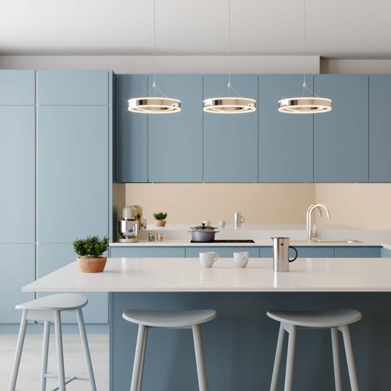 Lucande Pendelleuchte Hängeleuchte LED Chrom Lyani dimmbar Esszimmerlampe848 - 4251096550290