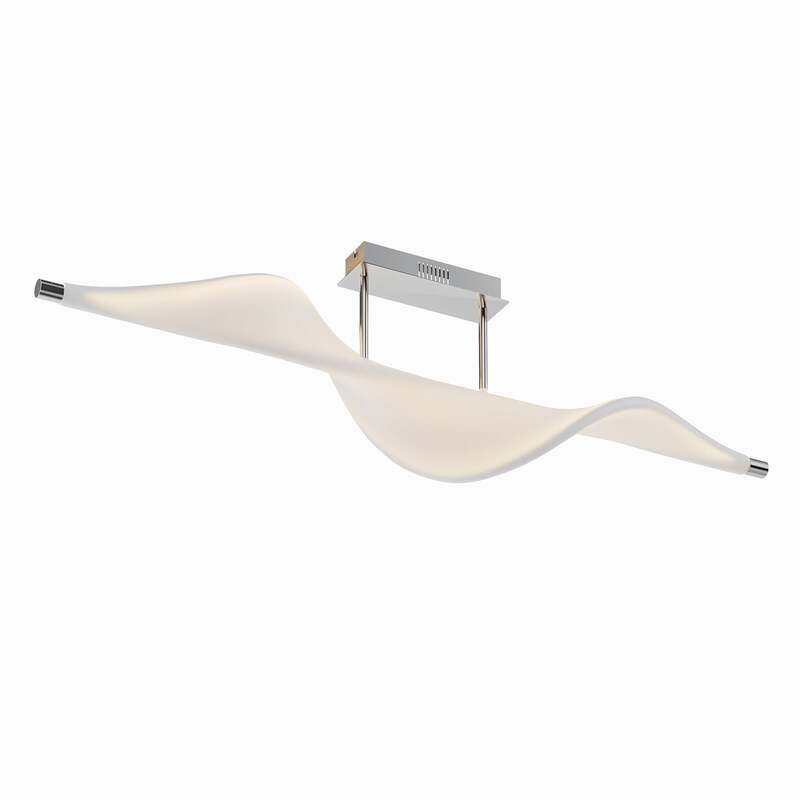 Lucande Deckenlampe Leuchte Edano LED dimmbar Textil Aluminium weiß 122x22cm - 4251096584592