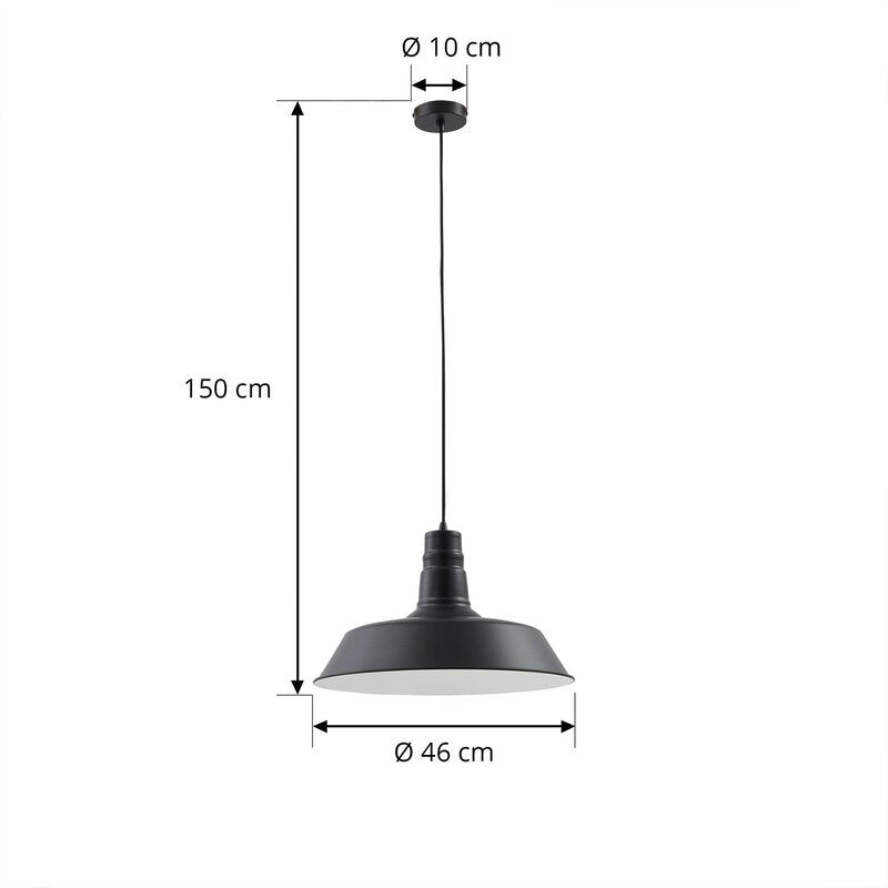 Lindby Hängeleuchte Laylan schwarz weiß Ø 46 cm Metall Deckenlampe Lampe Leuchte - 4251911793154