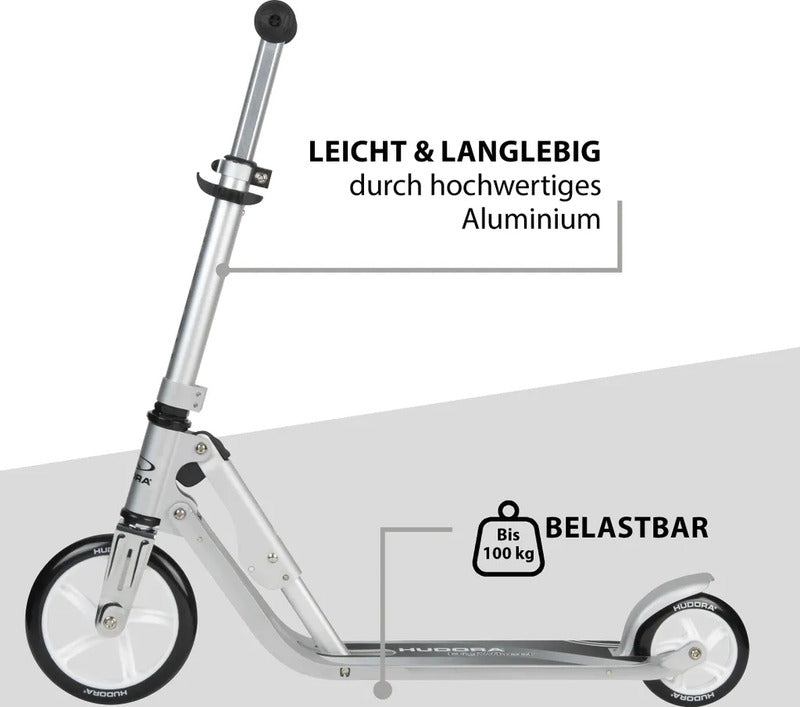 HUDORA Little BigWheel Scooter silber klappbar höhenverstellbar für Kinder 4+ - 4005998857144