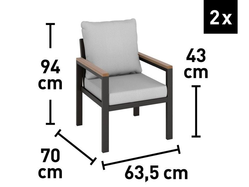 Esstischgruppe Invermay 4-teilig Tischgruppe Aluminium Akazienholz grau 43cm - 4007873331114