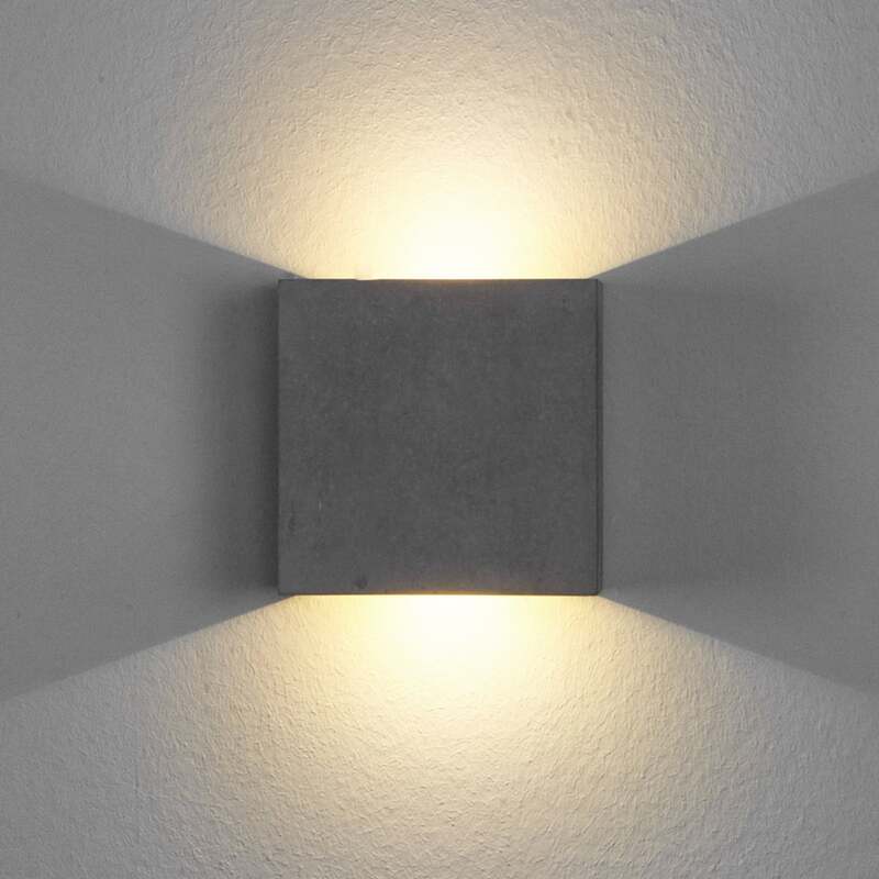 Lindby Wandleuchte Wandlampe Yva LED Beton grau 13x13cm warmweiß IP20 370lm - 4251096524420