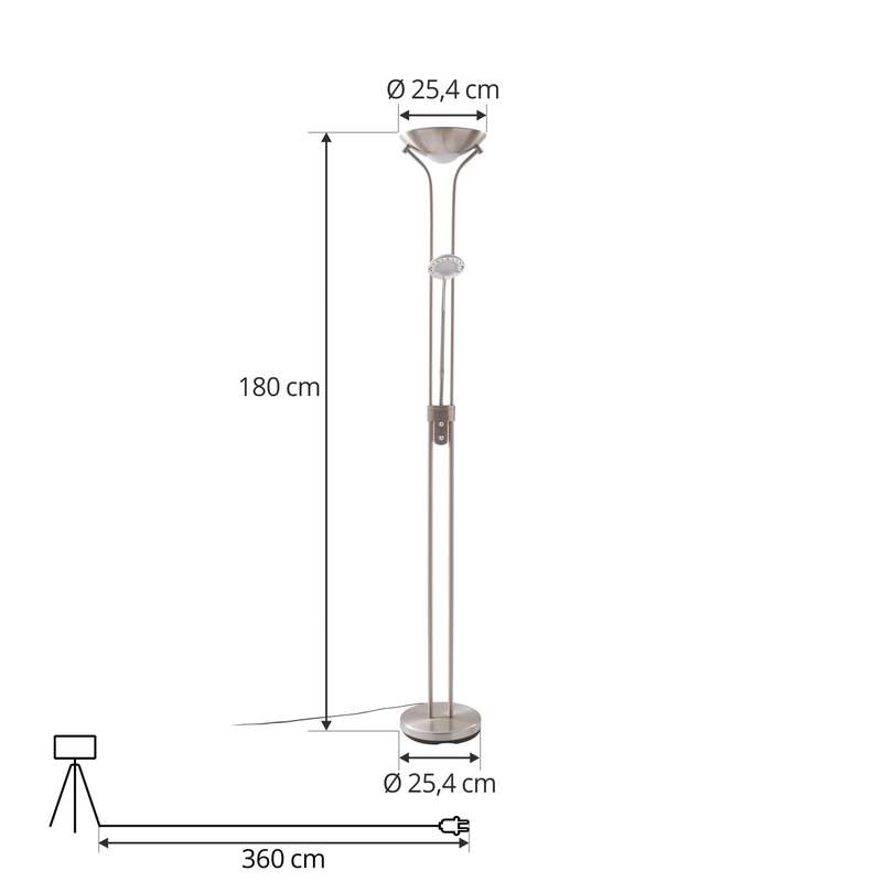 Lindby LED Stehleuchte Josefin dimmbar Leselicht Lampe nickel satiniert 180cm - 4251096532388