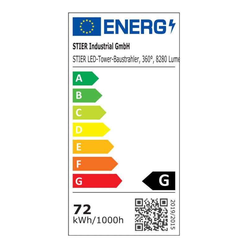 STIER LED-Tower-Baustrahler 360° 8280 Lumen 72W Baustrahler IP54 180cm robust - 4251709619222