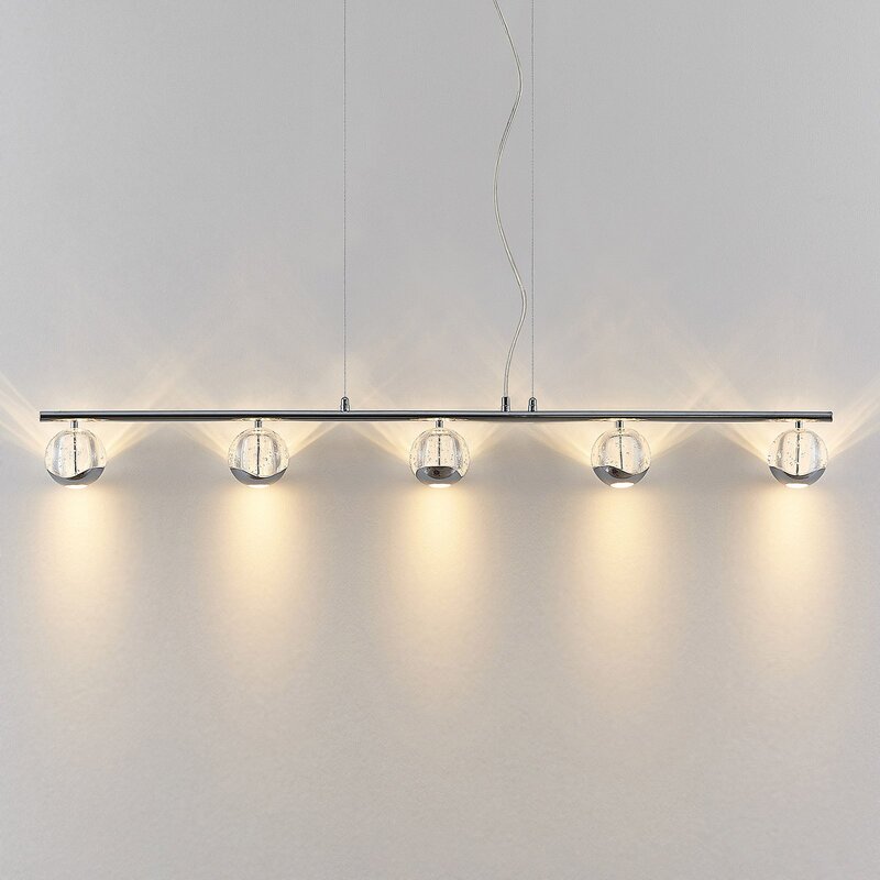 Lucande Pendelleuchte Hängeleuchte LED chrom klar Stahl Glas Leuchtmittel inklus - 4251911744002