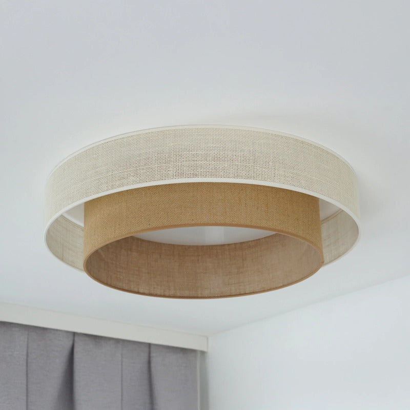 DUOLLA Deckenleuchte Lampe LED Fernbedienung Textil weiß braun dimmbar Jute 60 c - 5905317606349