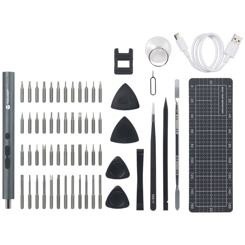 TOOLCRAFT E-Schraubendreher Set 62 Tlg 3.7V Lithium inkl. Ladekabel und Box - 4064161325576