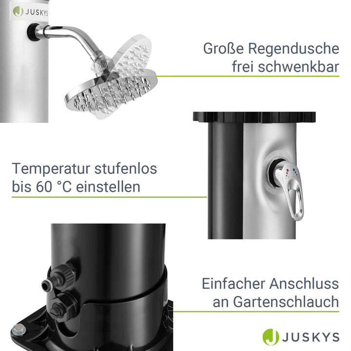Solardusche Victoria Gartendusche 40L mit Regen-Duschkopf und Temperaturregelung - 4260565528869