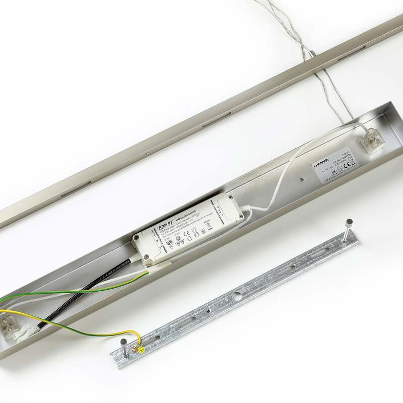 Lucande Hängelampe Hängeleuchte Arnik LED Pendelleuchte dimmbar nickel 120cm - 4251096549164