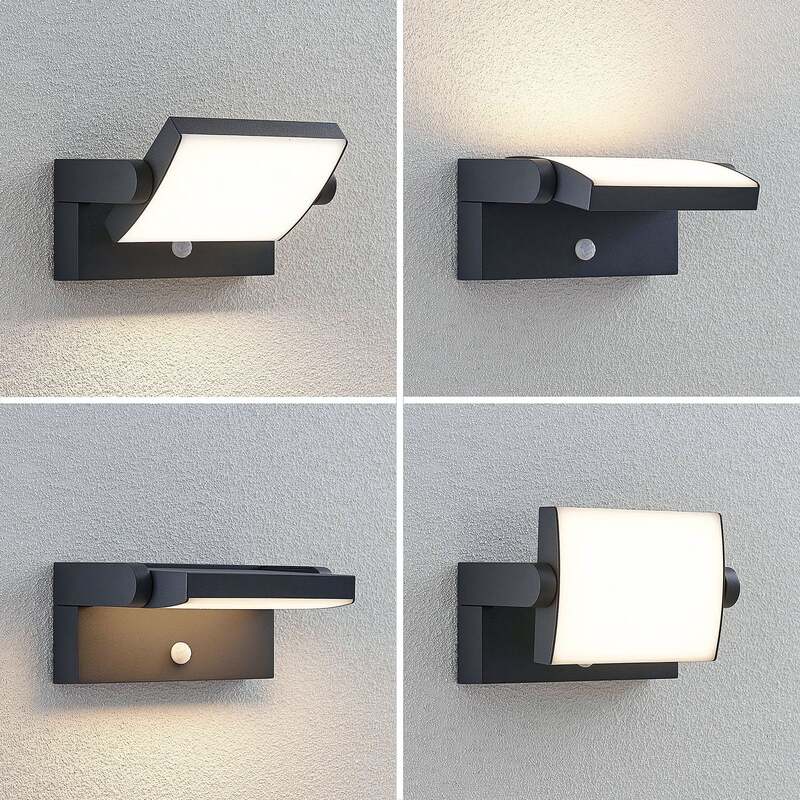 Lindby  LED-Außenwandleuchte Sherin Wandleuchte Außenlampe mit Sensor dunkelgrau - 4251096554502
