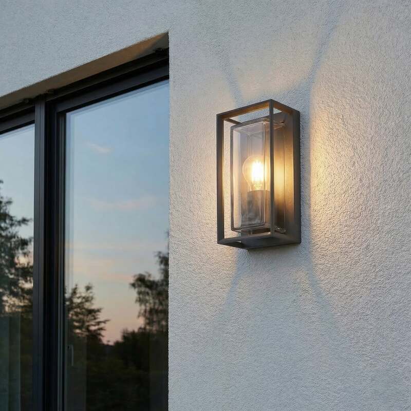 Arcchio Ismera Außenwandleuchte mit Glas AußenWandleuchte Lampe E27 dunkelgrau - 4251096589405