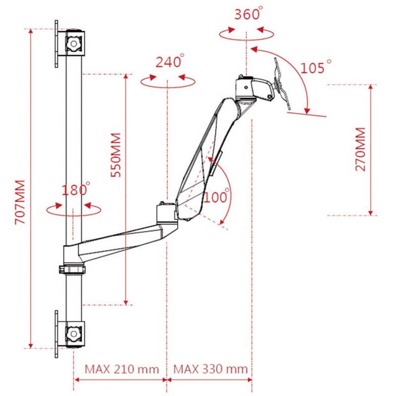 SpeaKa Professional SuperFlex Monitorhalter höhenverstellbar 10"-30" grau - 4016138867671