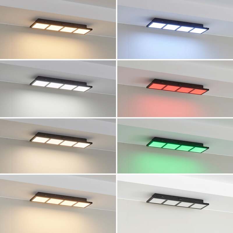 Lindby Deckenleuchte Raymie LED Lampe dimmbar RGBW schwarz 56,5cm Leuchte - 4251911762440