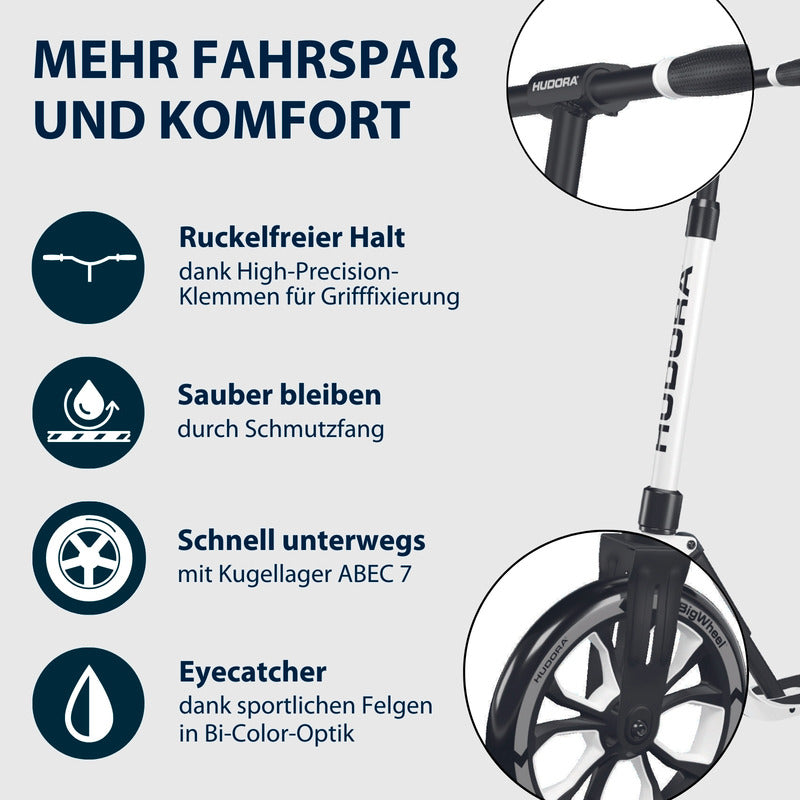 HUDORA BigWheel 205 Advanced Tretroller schwarz für 4-99 Jahre, höhenverstellbar - 4005998141656