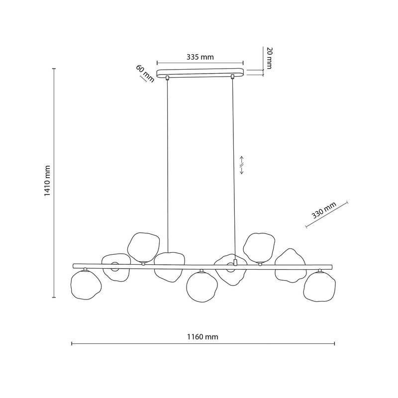 TK-Lighting Hängeleuchte Lava 9-flammig LED Pendelleuchte dimmbar braun 116x33cm - 5906135110377