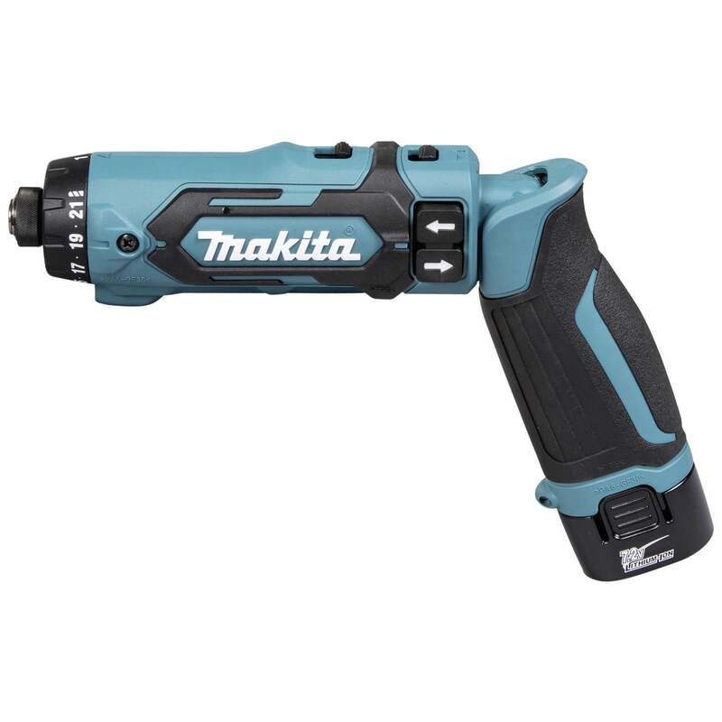 Makita Akku-Knickschrauber DF012DSE 7.2V 1.5Ah Li-Ion 2-Gang inkl. 2 Akkus 530g - 88381838009