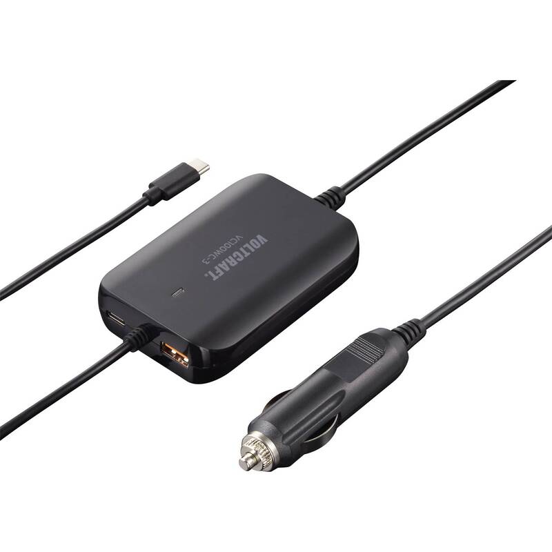 Voltcraft USB Ladegerät VC100WC-3 100W KFZ Ladeadapter 1x USB-A 2x USB-C schwarz - 4064161196206