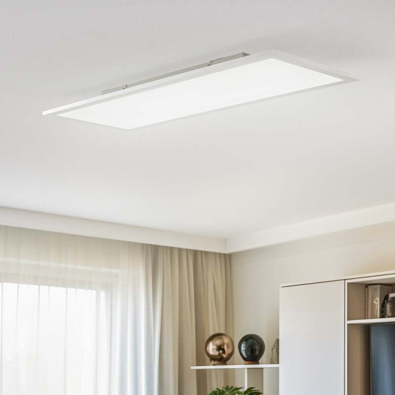 Lindby Deckenleuchte LED Livel dimmbar CCT 80x30cm Fernbedienung silber 2900lm - 4251096528411