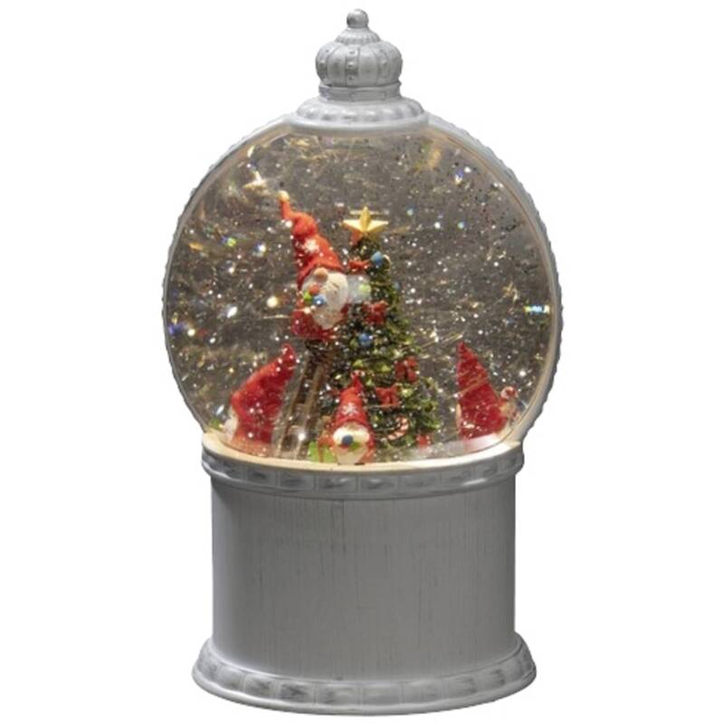 Konstsmide Laterne Schneekugel LED Kugellaterne Weihnachtsmann Weiß Timer Innen - 7318304300201