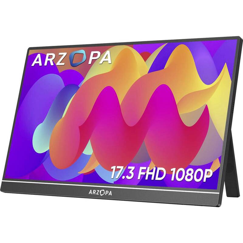 Arzopa Portabler Monitor 17,3 Zoll Full HD 1920x1080 IPS HDMI USB-C schwarz - 6975114120187