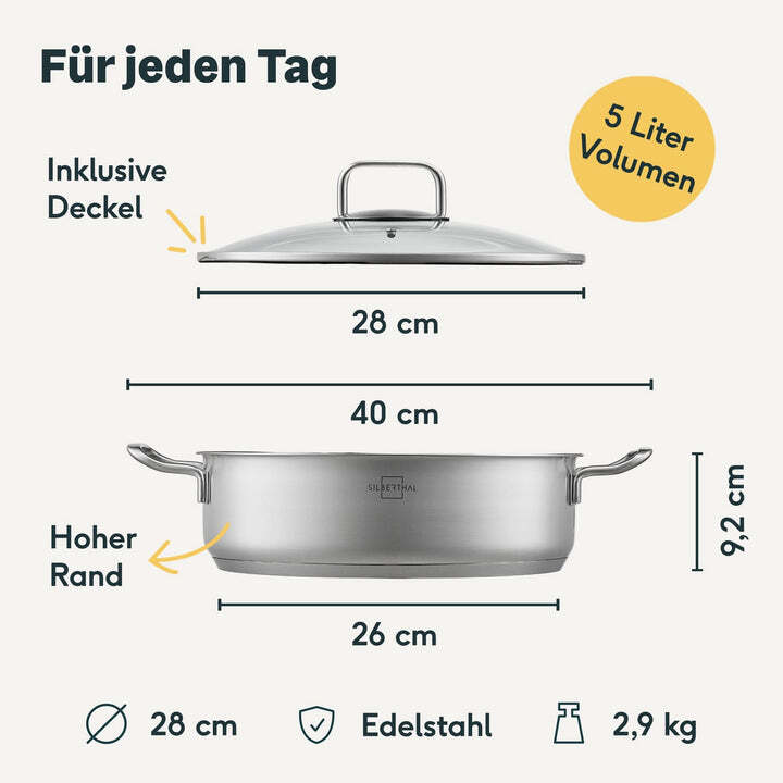 Silberthal Servierpfanne Bratpfanne Deckel Pfanne vielseitig Induktion 28cm812 - 4260470463071