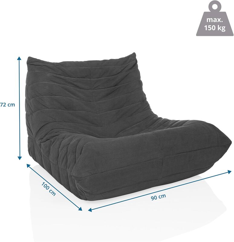 hjh LIVING Sitzsack Bodensofa SITZOLO Dunkelgrau 100x90x72 cm tragbar bequem - 4064323106555