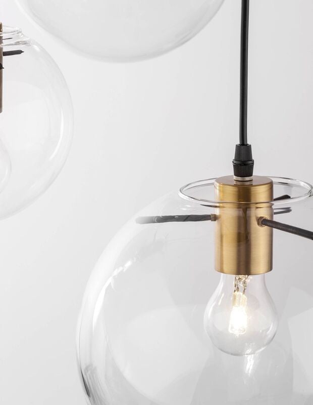 Nova Luce Pendelleuchte Hängeleuchte MIRALE E27 LED Schwarz Glas Metall 3-flg - 5212017420817