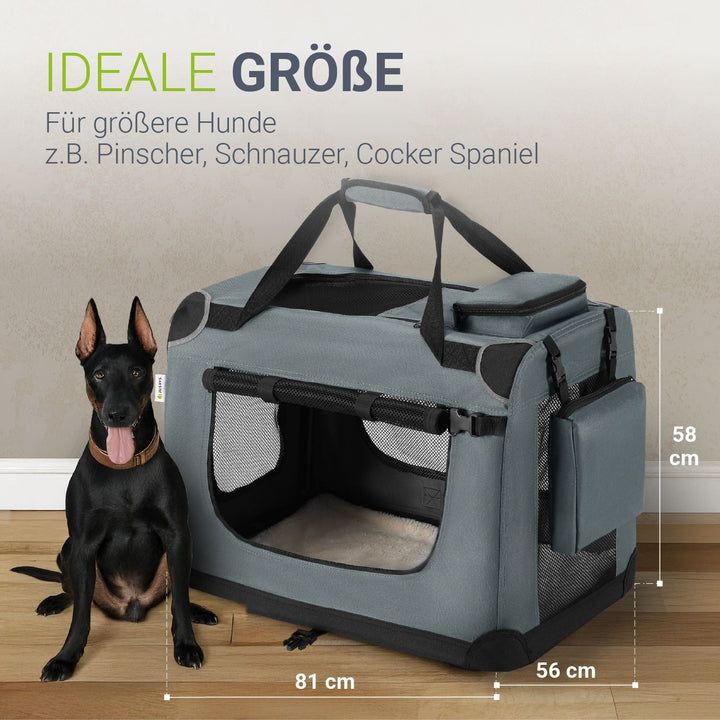 Hundebox Auto faltbar Hundetransportbox mit Tragegriff Decke und Faltnapf - 4260304769911