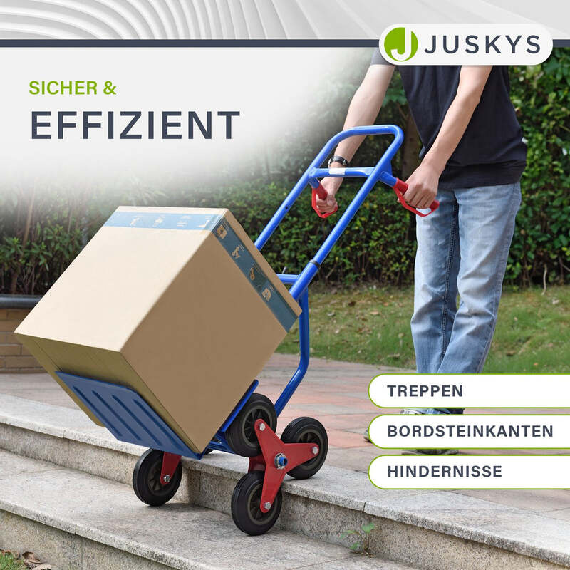 Treppensackkarre Treppenkarre klappbar bis 100 kg Stahl Kunststoff blau rot - 4260565522522