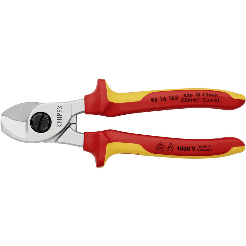 Knipex VDE Kabelschere 165 mm 95 16 165 für Kupfer- und Aluminiumkabel - 4003773039648