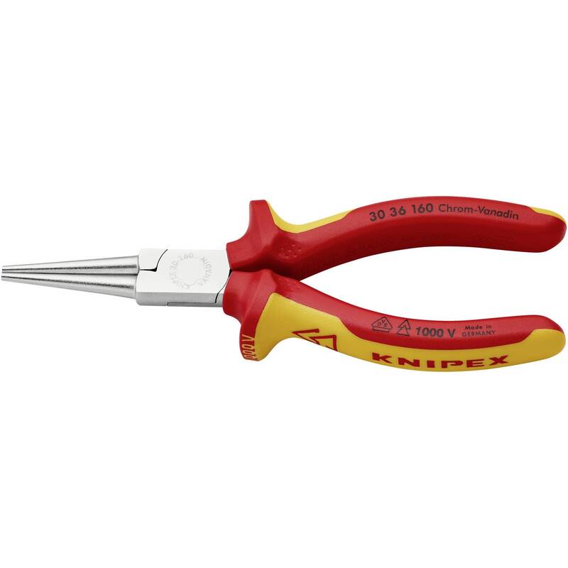 Knipex Rundzange VDE Zange Chrom-Vanadium Elektrostahl 160mm gerade 141g - 4003773002123