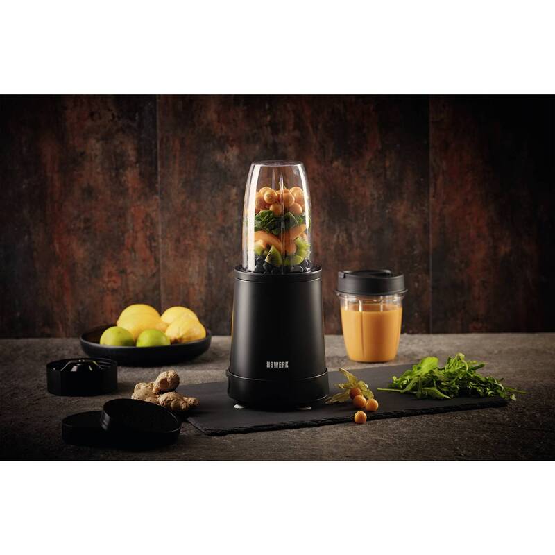 N8WERK Nutrition Mixer 800 W Schwarz 8-tlg. mit Ice Crush To-Go-Deckel - 4052926091910