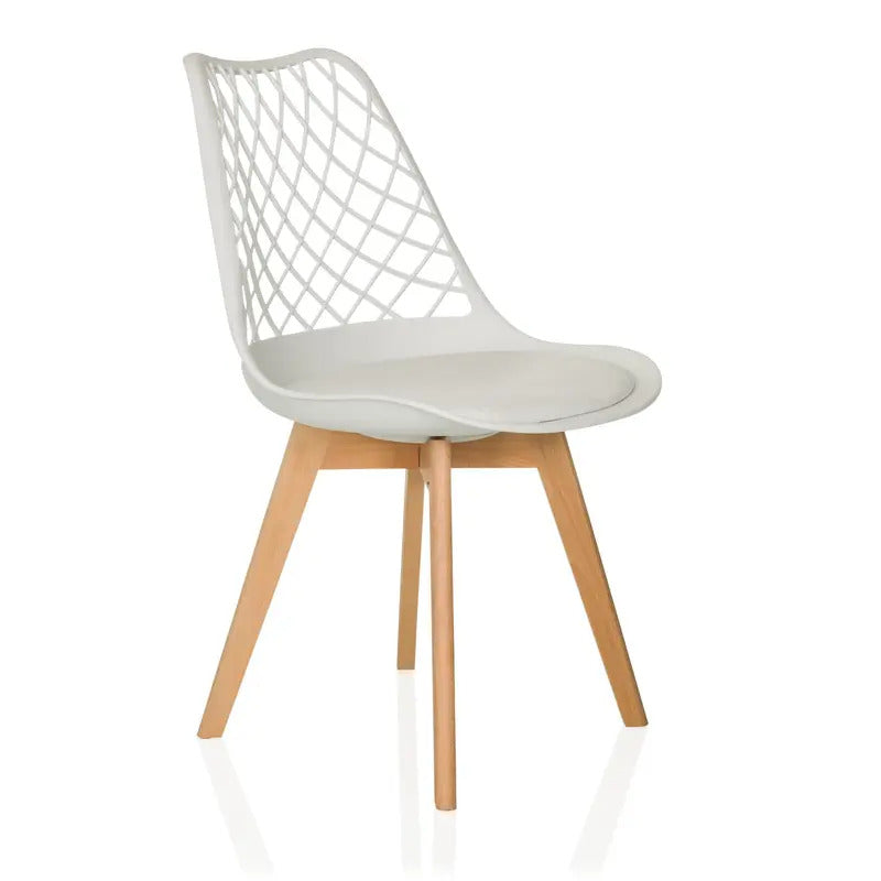 hjh LIVING Schalenstuhl Stuhl Esszimmerstuhl weiß Kunststoff Massivholz - 4064323107170