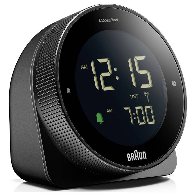 Braun Wecker Funkwecker Uhr digital Tischuhr Schwarz Batterie Alarmzeit Box - 4007218676191