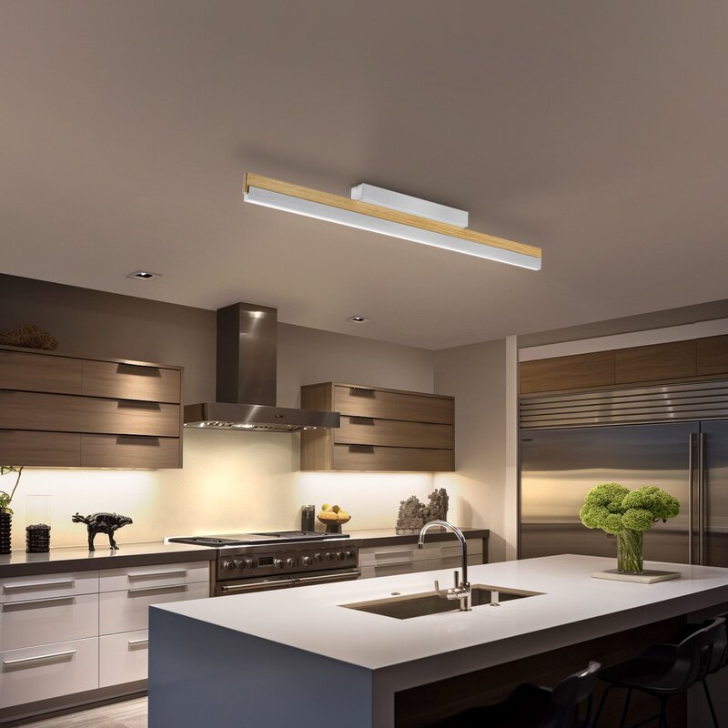 Quitani Deckenleuchte Deckenlampe LED Keijo Eiche Nickel Matt Holz Lampe Wohnzim - 4251911762129