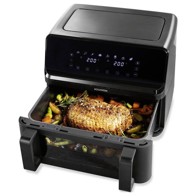 Rachs Kochwerk Heißluftfritteuse 9l Fritteuse Airfryer 2 Kammern 60 Min Timer - 4067522062240