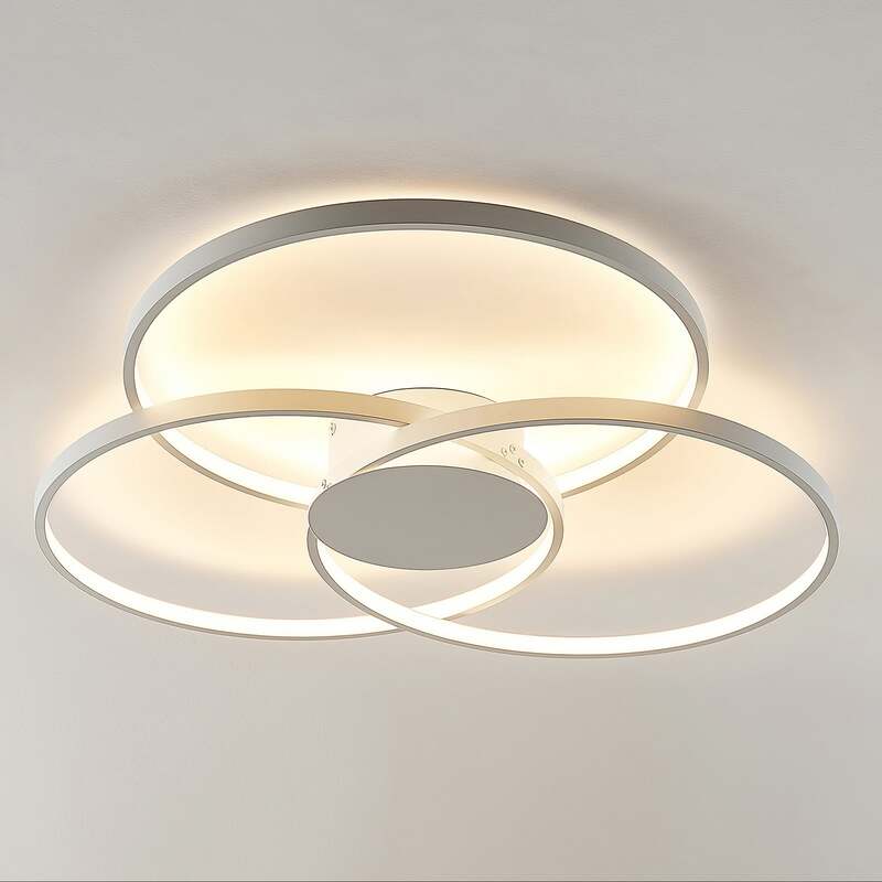 Lindby Deckenleuchte Riley LED Lampe dimmbar warmweiß Ø80cm Aluminium weiß matt - 4251096574036
