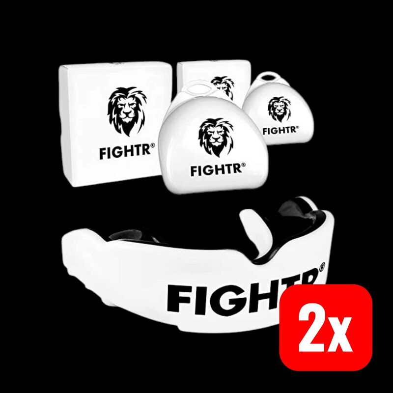 FIGHTR Premium Mundschutz Sport-Mundschutz Boxen MMA weiß Hygienebox 2er Set - 4260723850429