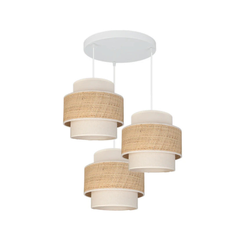 DUOLLA Hängelampe Hängeleuchte Space 3-flg LED Pendellampe Textil ecru/beige - 5905399752248
