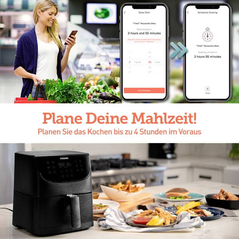 Cosori Heißluft-Fritteuse Airfryer App steuerbar Schwarz Smart Touchdisplay 5,5L - 0810043370066