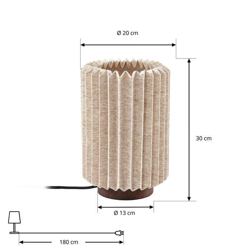 Lindby Tischleuchte Maveo LED Lampe Leuchte Walnuss hellgrau 30cm Höhe 20cm - 0000010051899