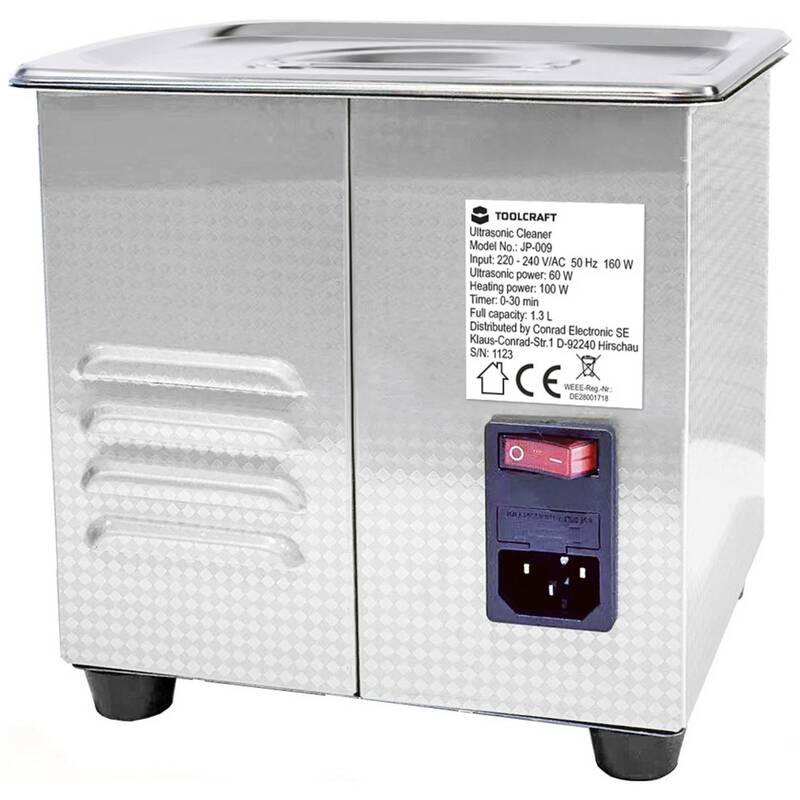 Toolcraft Ultraschallreiniger Schmuck 160W Edelstahl 1.3l mit Heizung Schmuck - 4064161302126