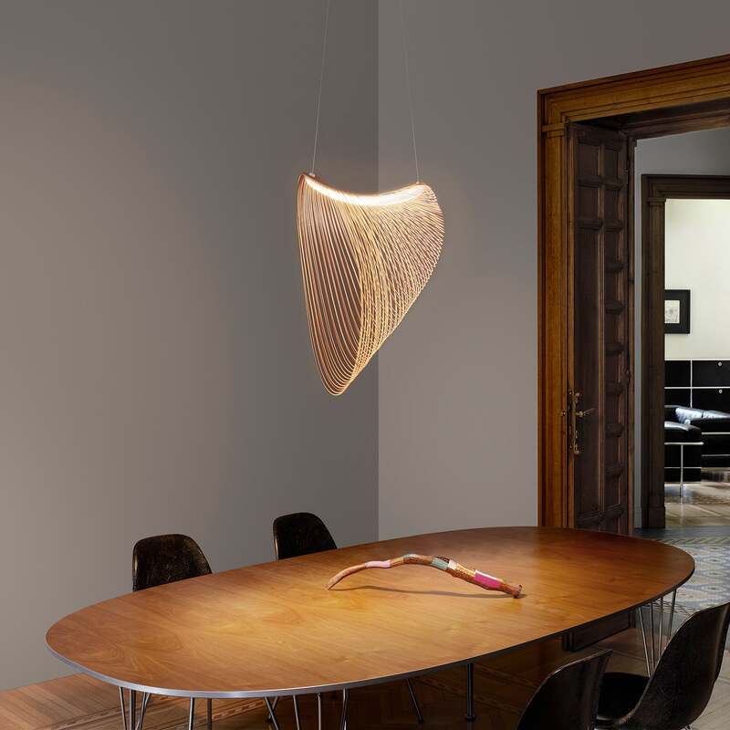 Luceplan Hängeleuchte Illan LED Pendelleuchte dimmbar Holz birke Ø80cm 3000Lumen - 8056304369543