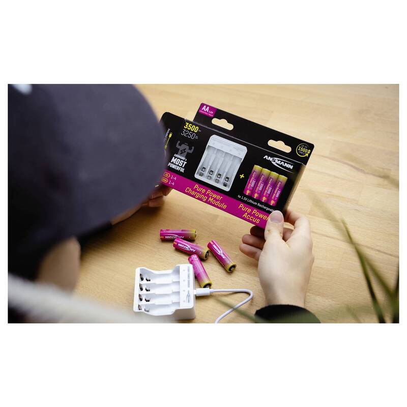Ansmann Micro AAA Akku Pure Power Set 4× 1250 mAh Li-Ion Lademodul USB-C - 4013674223503