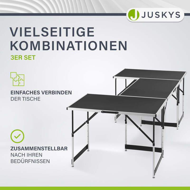 Alu Klapptisch 3er Set Camping Tisch höhenverstellbar klappbar 100x60cm flexibel - 4260565527282