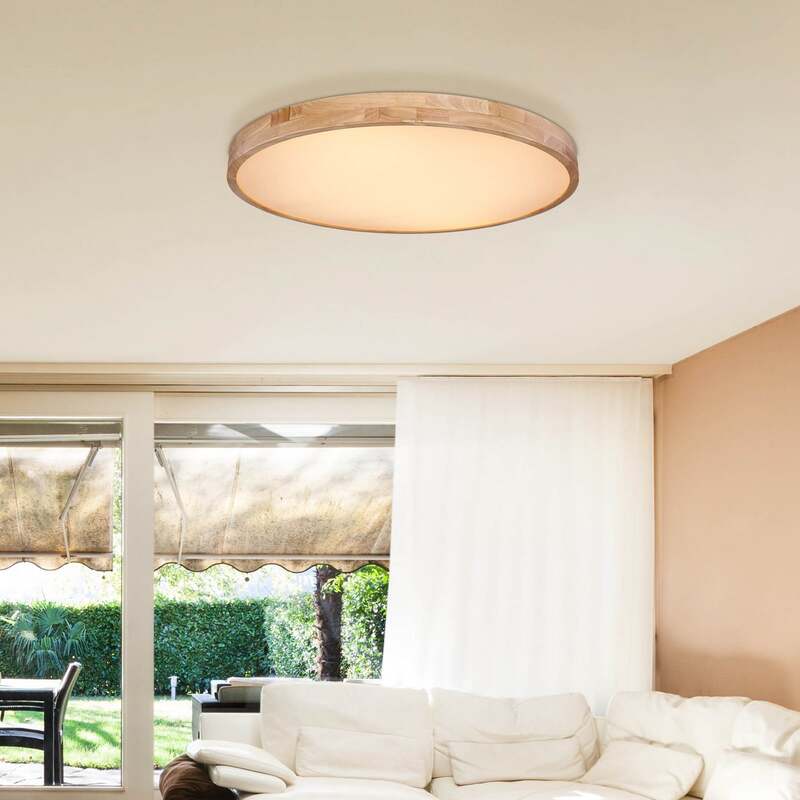 LED-Deckenlampe Rainer 80 cm Holzoptik Metall dimmbar CCT 7000 lm Globo - 9007371386284