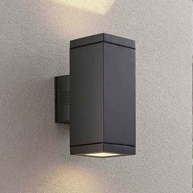 Lucande Stani Außenwandleuchte Wandleuchte Außenlampe 2-flammig E27 dunkelgrau - 4251096569353