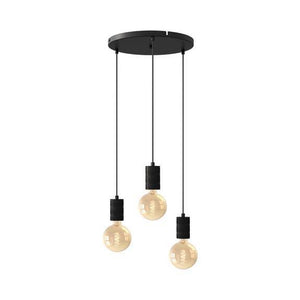 B-Ware Calex Retro Pendelleuchte Hängeleuchte Hängelampe Leuchte rund 3-flg. schwarz